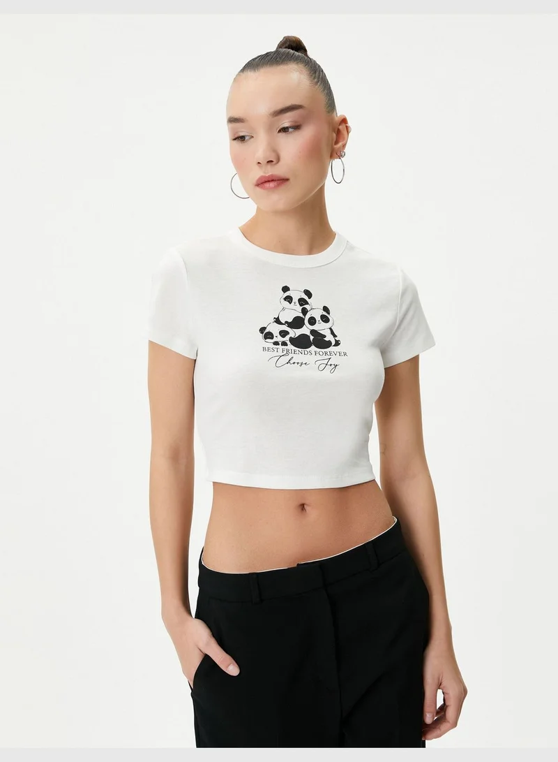 KOTON Printed Crop T-Shirt