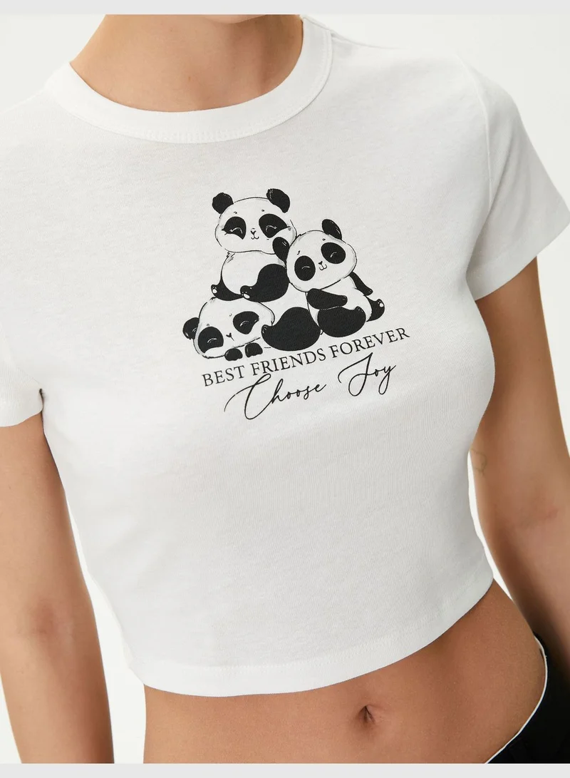 KOTON Printed Crop T-Shirt