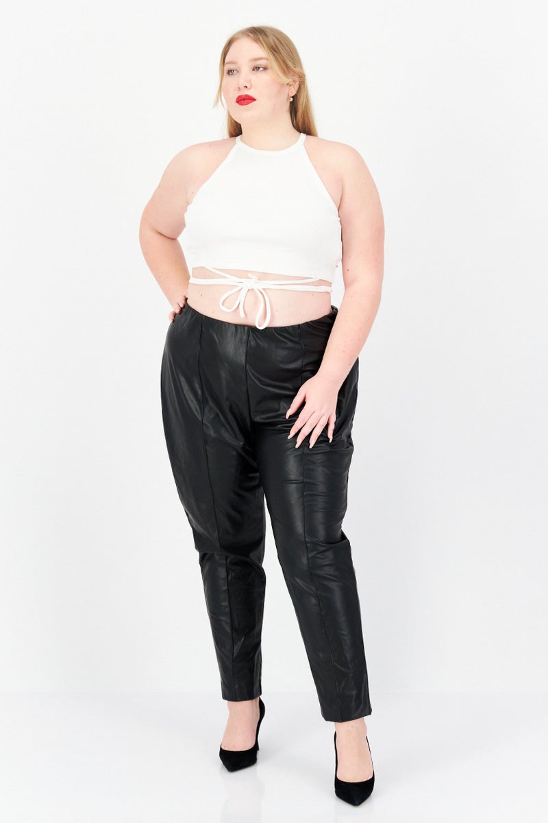 ANNE KLEIN Women Plus Size Faux Leather Pants, Black - Image 2