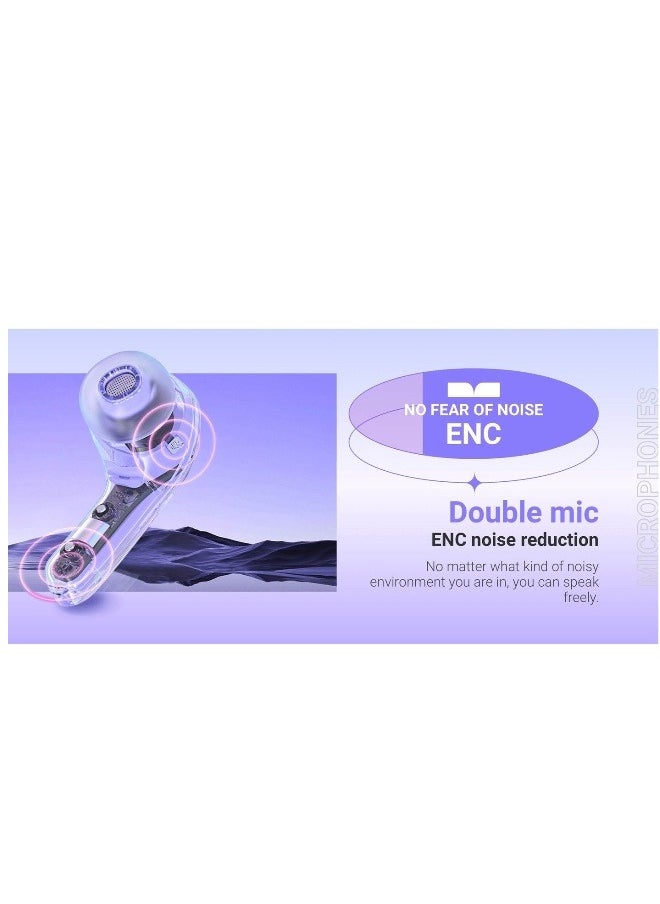 Generic True Wireless Display Bluetooth Earbuds with Environmental Noise Cancellation (ENC) Enhanced Bass Delivery Dual 13mm Drivers, Double Stereo Noise Cancellation Headset with Dual Mics white  - Image 2