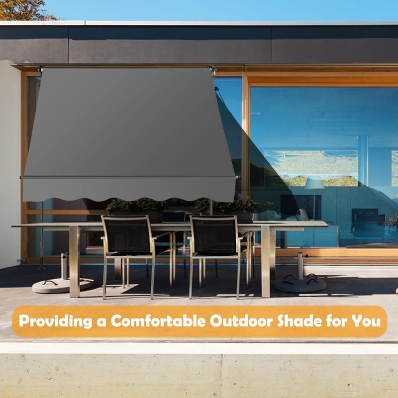 SMONTER Manual Retractable Awning, 78" Non-Screw Outdoor Patio Awning Sunshade Shelter, Height Adjustable Sunshade Patio Door Window Awning Canopy for Backyard, Garden, Balcony, Beige - Image 5