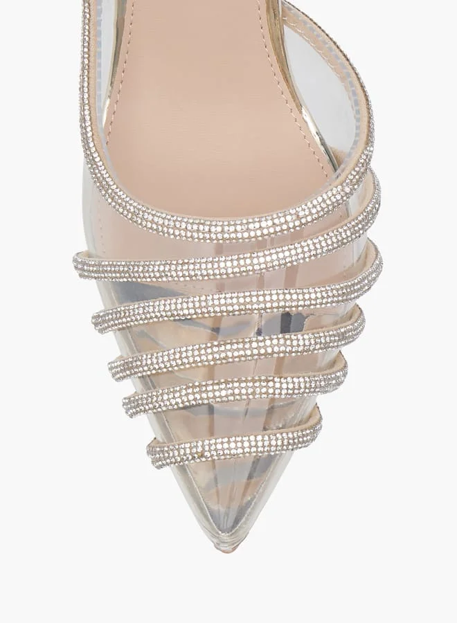 فلورا بيلا من شو إكسبرس Women Embellished Slingback Pointed Toe Shoes with Stiletto Heels
