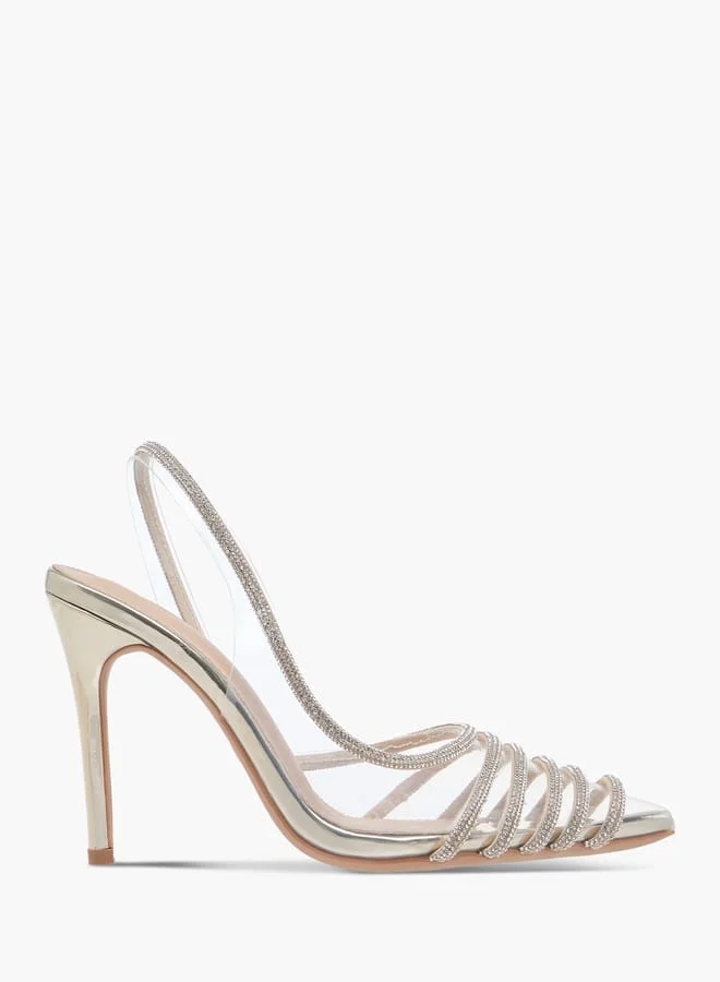 فلورا بيلا من شو إكسبرس Women Embellished Slingback Pointed Toe Shoes with Stiletto Heels