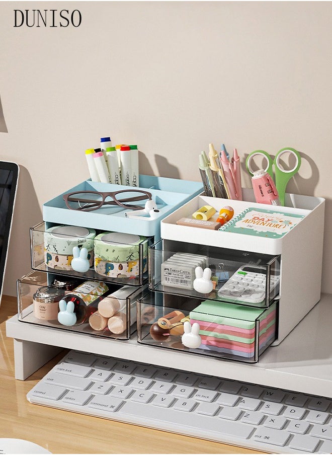 DUNISO - Makeup Organizer, Cosmetic Desk Storage Box with Drawers Skincare Organizers for Dressing Table, Countertop, Bathroom Counter, Vanity Holder for Brushes, Lotions, Lipstick, Perfume - Image 1