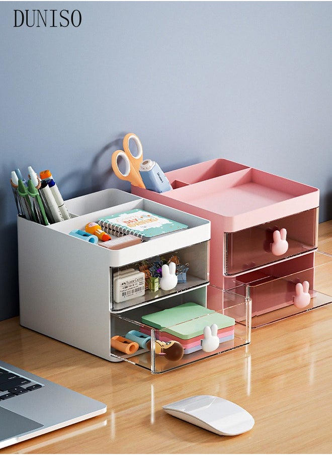 DUNISO - Makeup Organizer, Cosmetic Desk Storage Box with Drawers Skincare Organizers for Dressing Table, Countertop, Bathroom Counter, Vanity Holder for Brushes, Lotions, Lipstick, Perfume - Image 1