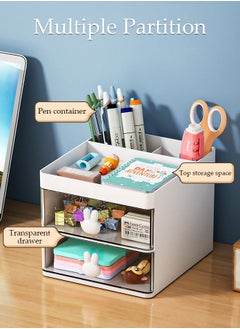 DUNISO Makeup Organizer, Cosmetic Desk Storage Box with Drawers Skincare Organizers for Dressing Table, Countertop, Bathroom Counter, Vanity Holder for Brushes, Lotions, Lipstick, Perfume  - Image 2