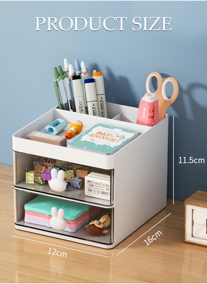 DUNISO - Makeup Organizer, Cosmetic Desk Storage Box with Drawers Skincare Organizers for Dressing Table, Countertop, Bathroom Counter, Vanity Holder for Brushes, Lotions, Lipstick, Perfume - Image 1