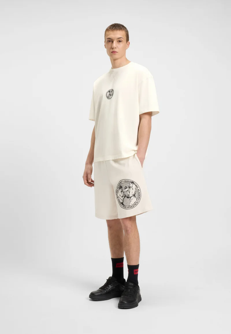 HUGO Cotton-jersey T-shirt with boxing artwork