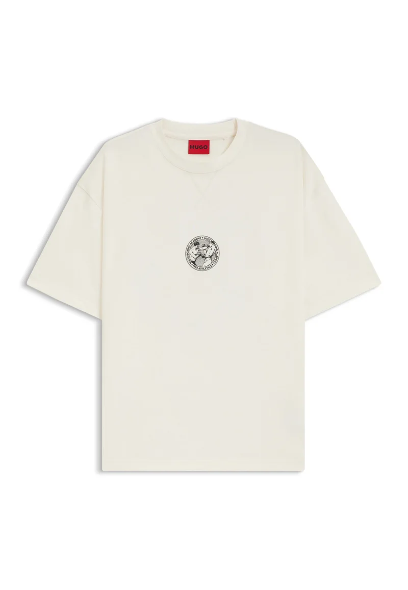 HUGO Cotton-jersey T-shirt with boxing artwork