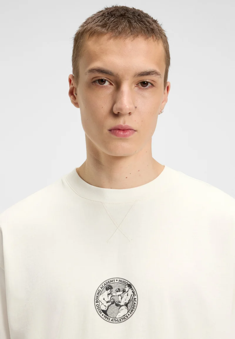 HUGO Cotton-jersey T-shirt with boxing artwork