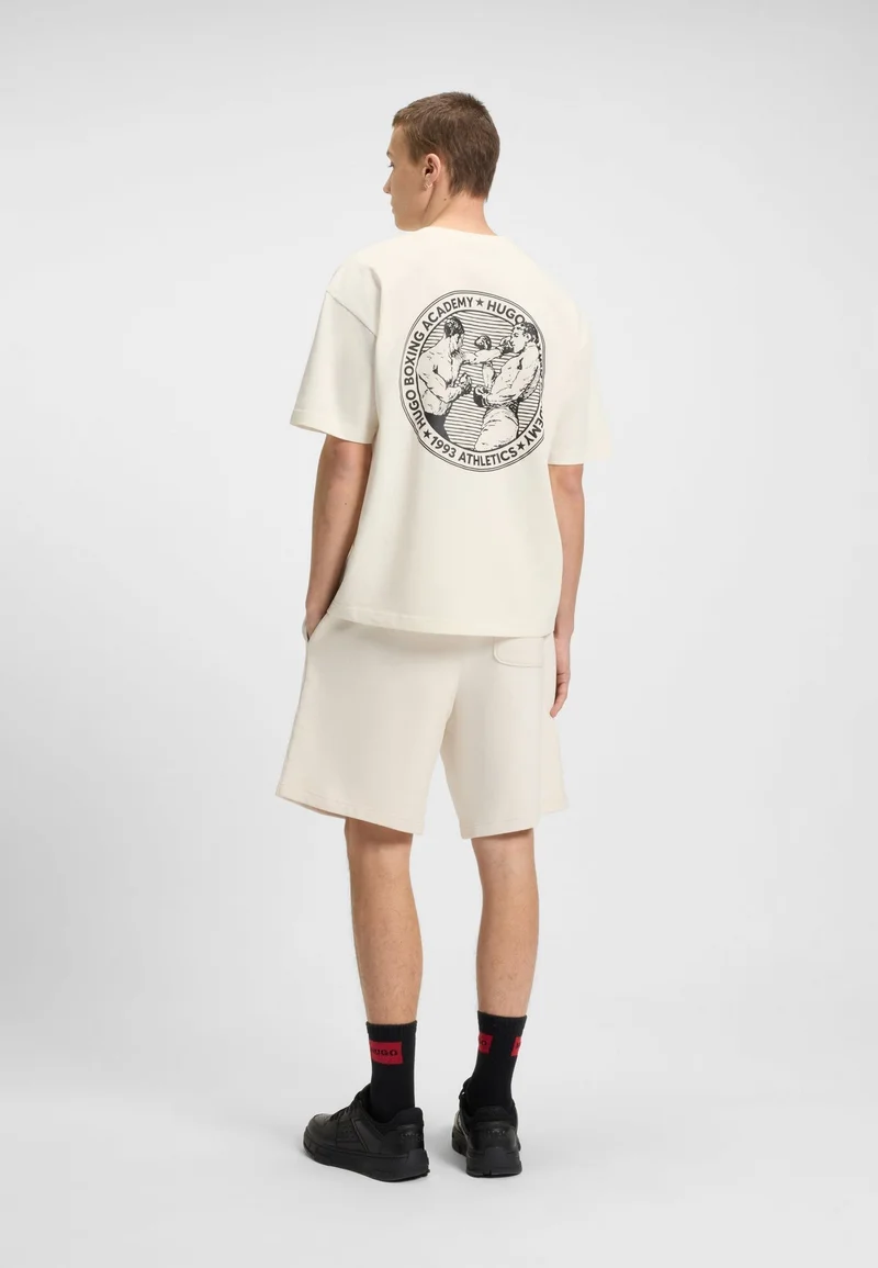 HUGO Cotton-jersey T-shirt with boxing artwork