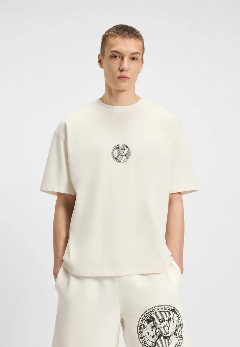 هوجو تيشيرت قطن جيرسيه برسومات ملاكمة