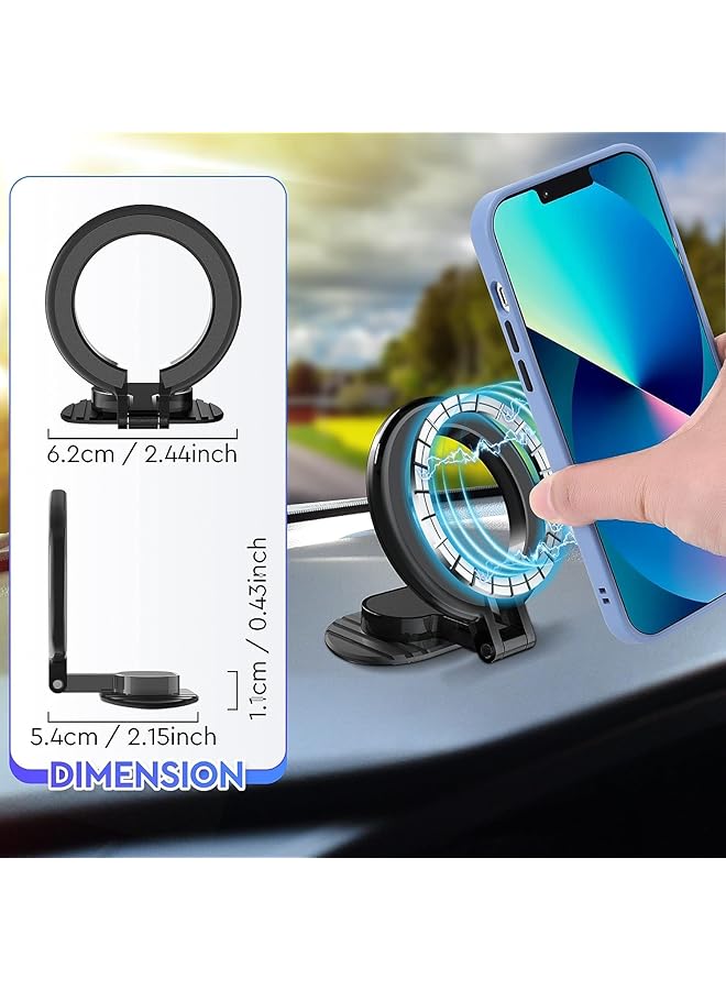SYOSI For Mag*Safe Magnetic Phone Mount, 360° Rotating Folding Car Phone Mount For Steering Wheel And Dashboard, For I*Phone 15 14 13 12, Mag*Safe, Black - Image 2