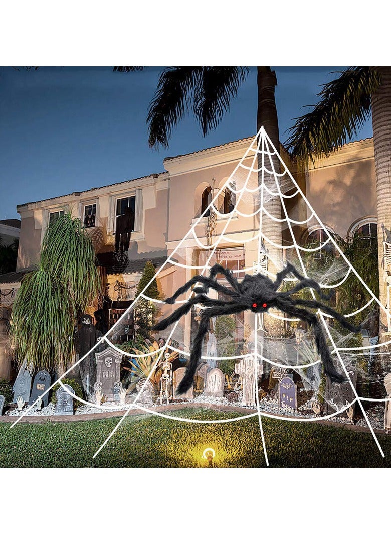 Jorunb Holiday decorations Spider Web, 150cm Giant Spider,7M Large Spider Web,Fake Spider Props for Outside Indoor Patio Home Party Supplies Home Decoration - Image 1