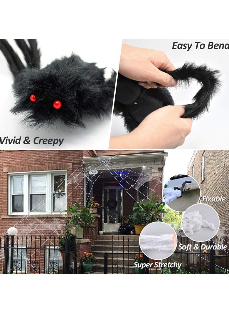 Jorunb Holiday decorations Spider Web, 150cm Giant Spider,7M Large Spider Web,Fake Spider Props for Outside Indoor Patio Home Party Supplies Home Decoration - Image 2