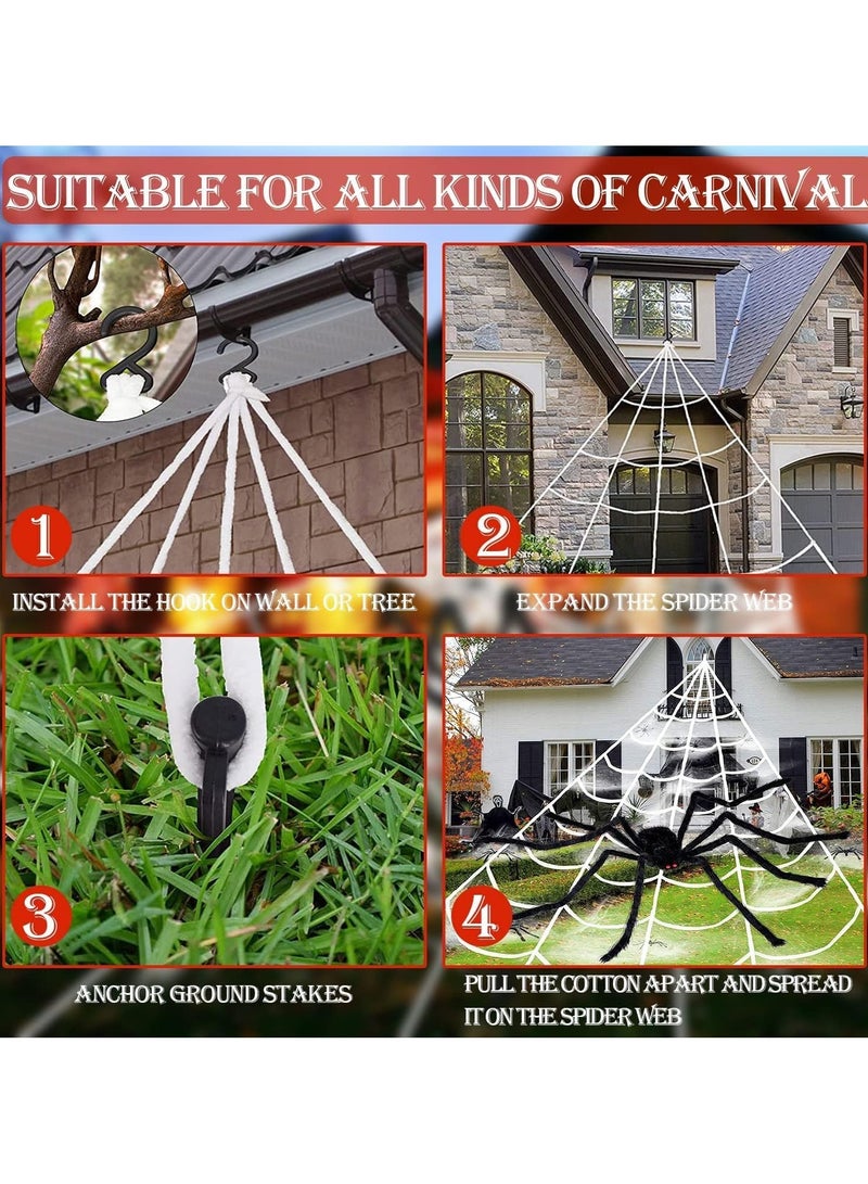 Jorunb Holiday decorations Spider Web, 150cm Giant Spider,7M Large Spider Web,Fake Spider Props for Outside Indoor Patio Home Party Supplies Home Decoration - Image 5
