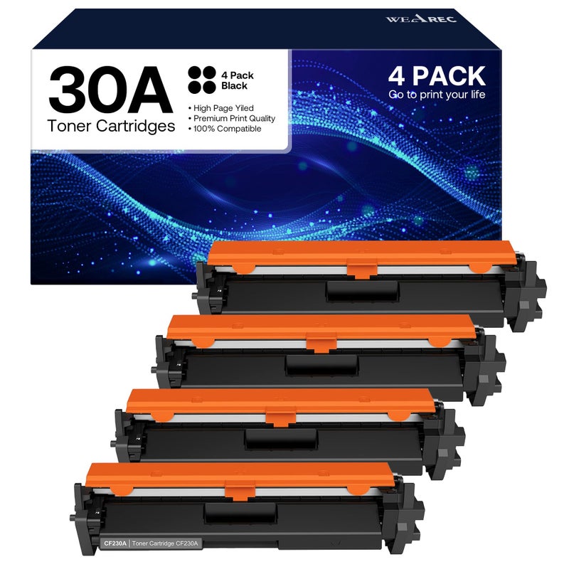 WEAREC 30A CF230A Toner Cartridge Replacement for HP 30A CF230A 30X CF230X Compatible for LaserJet Pro MFP M227fdn M227fdw M227sdn M203d M203dn M203dw Printer(Black,4-Pack) - Image 1