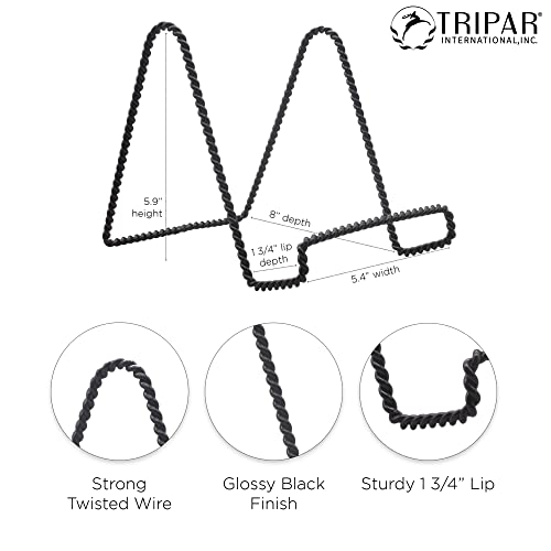 Tripar Decorative Twisted Wire Stand, Black Display (6 Inch Depth) Tabletop Easel Sleek & Modern Look - Perfect for Books, Plates, Photos & More - Image 3