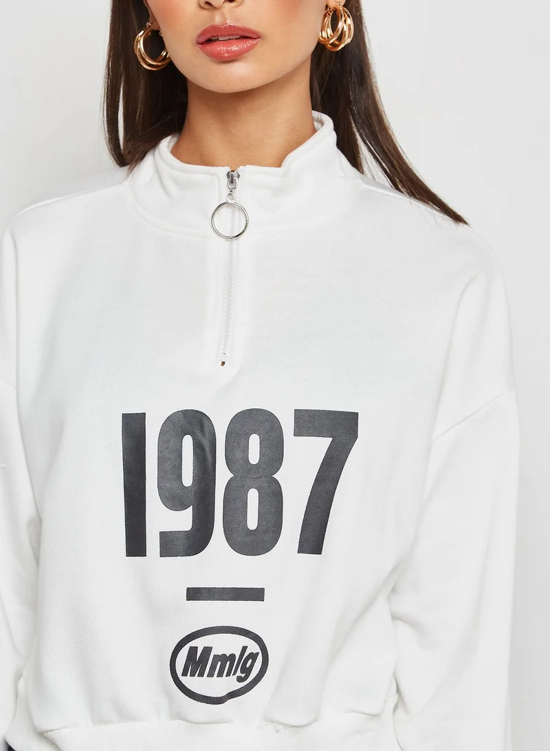 Ginger Varsity Zip Neck Sweatshirt