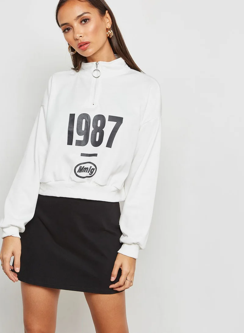 Ginger Varsity Zip Neck Sweatshirt