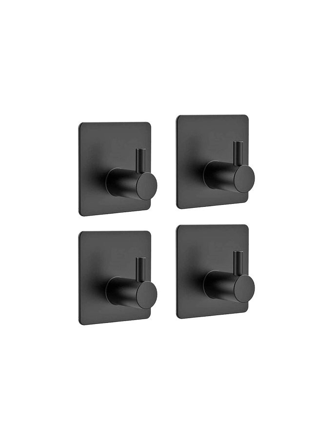 Generic - 4 Pack Self Adhesive Coat Hooks,Bath Towel Hooks, Sturdy No Drilling Robe Hook, 304 Stainless Steel Heavy Duty Clothes Hanger, Wall Hooks for Bathroom Bedroom Kitchen Black - Image 1