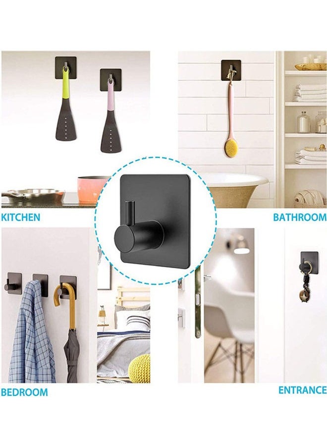 Generic - 4 Pack Self Adhesive Coat Hooks,Bath Towel Hooks, Sturdy No Drilling Robe Hook, 304 Stainless Steel Heavy Duty Clothes Hanger, Wall Hooks for Bathroom Bedroom Kitchen Black - Image 1