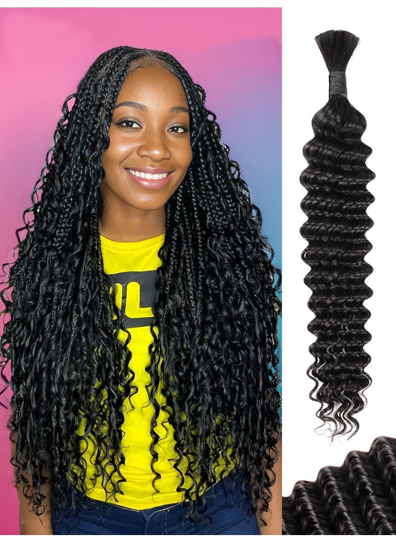 luxnovolex Deep Braiding Human Hair 100g 16 Inch Natural Color Deep Water Wave Bulk Human Hair for Braiding No Weft Brazilian Virgin Deep Deep Human Hair Extensions for Boho Braids 
