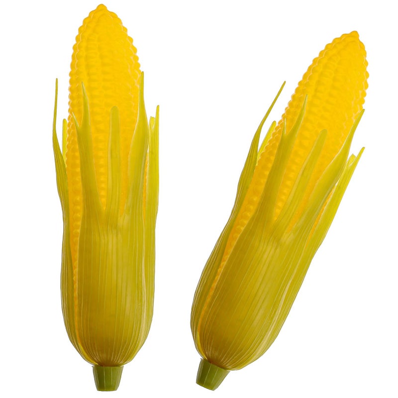 Woration Woration 2pcs Plastic Fake Realistic Yellow Corn Cob Artificial Simulation Vegetable Maize Decorations for Table  - Image 1