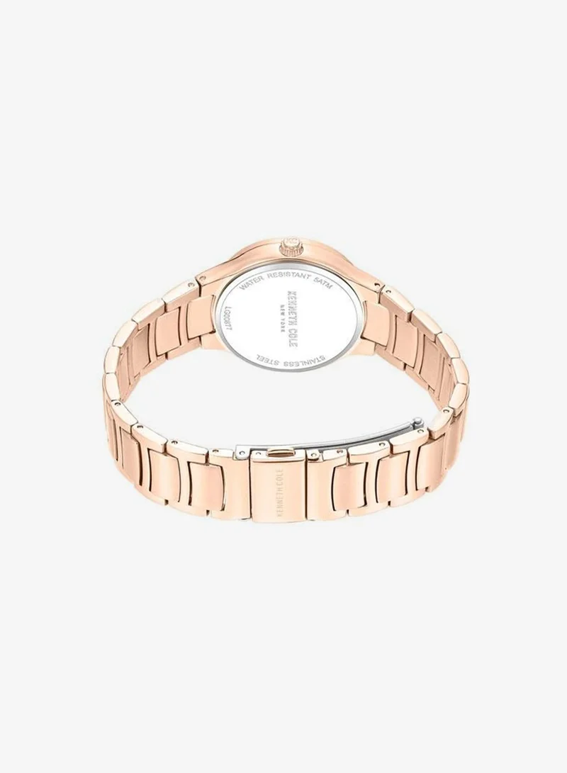 Kenneth Cole New York Rose Gold Monroe White Mother-of-pearl Dial Stainless Steel Bracelet Analog Watch for Women - 34mm for Women | Best Price UAE
