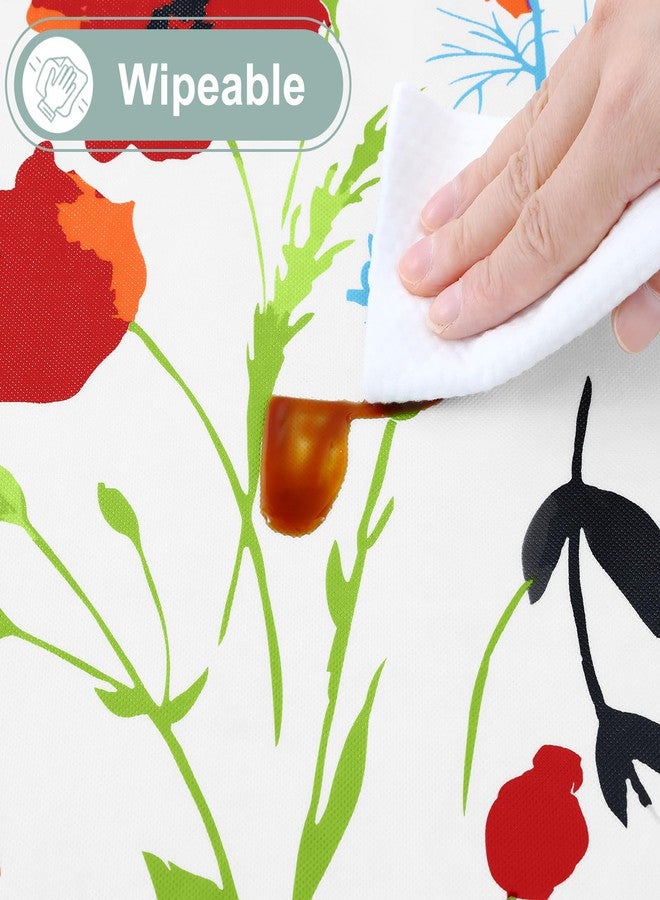 misaya Square Waterproof Vinyl Table Cloth, Wipeable Tablecloth with Flannel Backing, Plastic Table Cover for Dinner, Picnic, Indoor and Outdoor (Flowers, 54" x 54") - Image 5