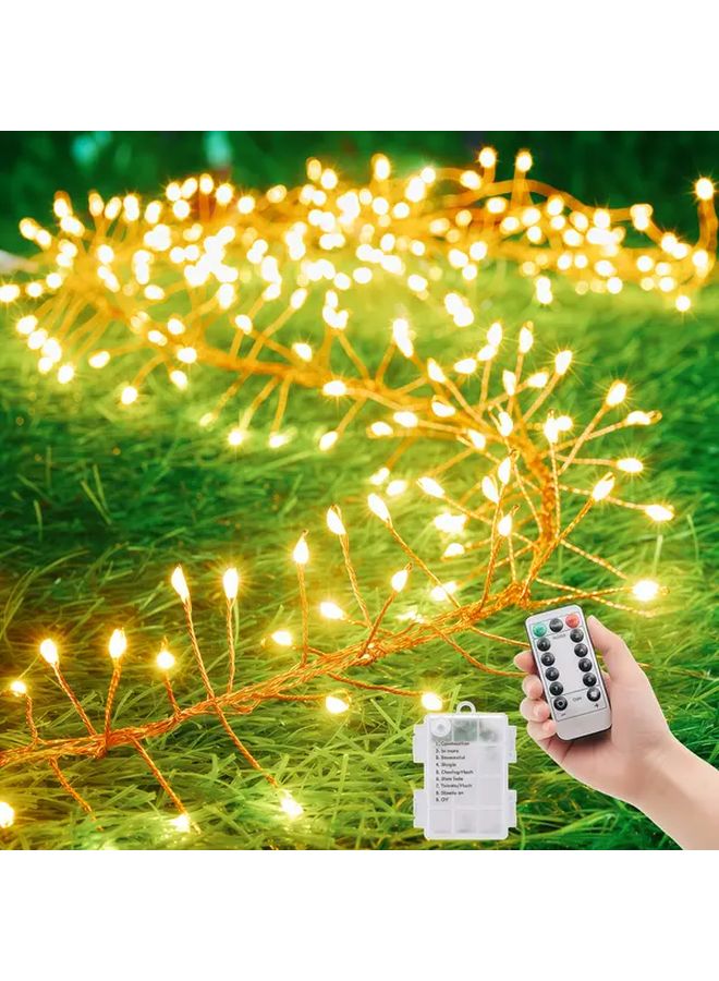 دمج إضاءة بيضاء دافئة مع 50 لمبة LED من نوع Fairy String تعمل بالبطارية، 8 أوضاع تحكم عن بُعد، مؤقت، للاستخدام الداخلي والخارجي، ديكور الحفلات والحدائق - Image 1