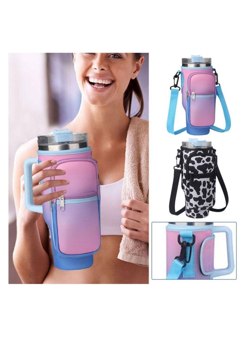 Water Bottle Carrier Bag for Stanley 40 Oz Tumbler, Water Bottle Holder with Adjustable Shoulder Strap and Phone Pocket, Bottle Handbags for Walking Hiking Travelling, Cow Print - pzsku/ZCAABBC2BB12C37C9087CZ/45/_/1717403493/c71a5306-066d-4d09-ab84-f8c61a4ee60b