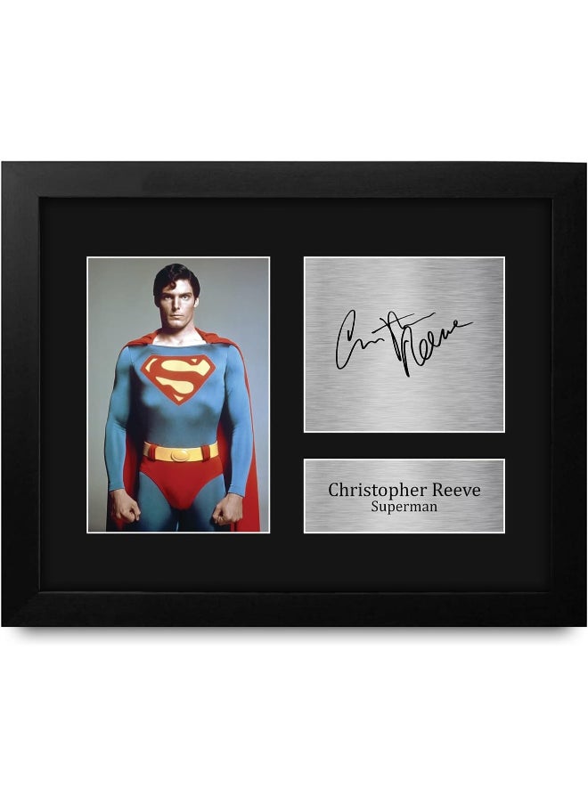 HWC Trading HWC Trading Christopher Reeve Superman Gifts USL Framed Printed Signed Autograph Picture for Movie Memorabilia Fans  - Image 1