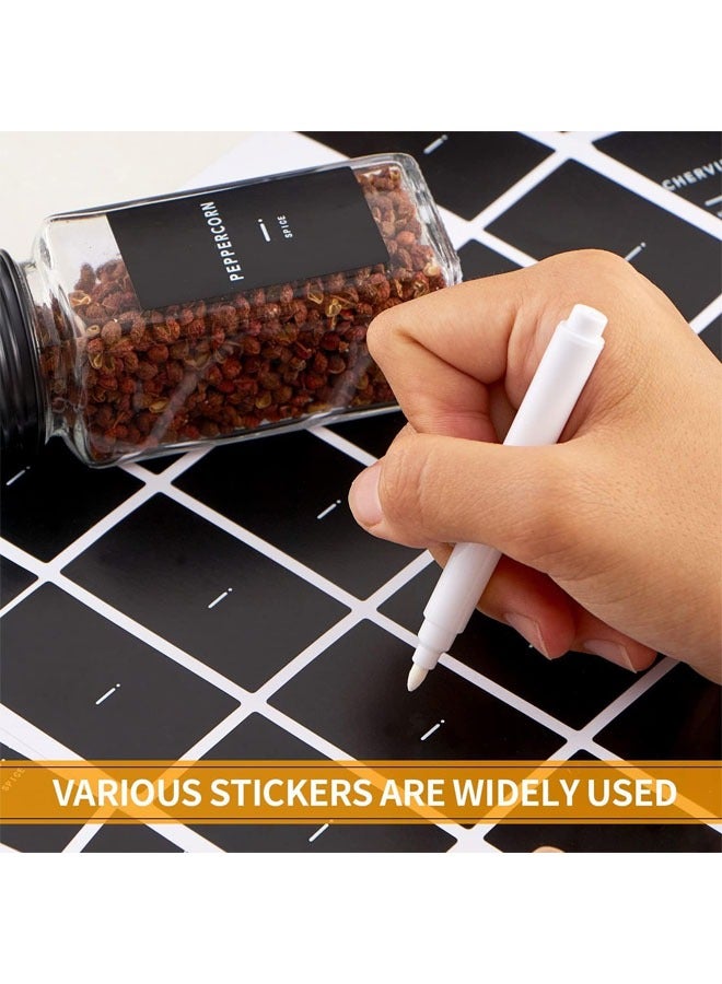 Denzoz 25 Spice Jars with 48 Labels Glass Spice Jars with Black Metal Caps 4oz Empty Spice Containers with Shaker Lids Funnel Chalk Pen Square Seasoning Bottles for Spice Rack Drawer Cabinet - Image 2