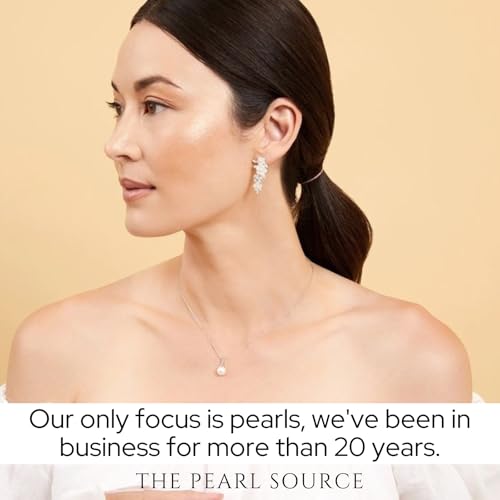 The Pearl Source 10mm White Freshwater Pearl Pendant Sydney Necklace for Women - Cultured Pearl Necklace | 14K Gold Plated 925 Sterling Silver Necklace with 16"-20" Adjustable Chain - Image 5