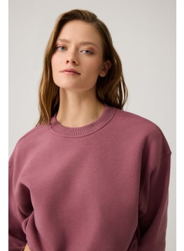 Los Ojos Claret Red Wide Waist Drawstring Crop Sweatshirt Cropped Pullover  - Image 5