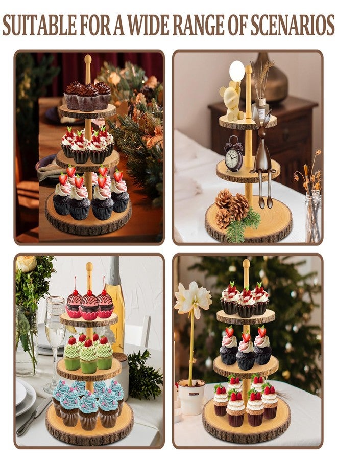 SogYupk Cupcake Stand Wood Dessert Stands 3-Tier Wood Cupcake Stand - Elegant Farmhouse Dessert Display for Weddings, Baby Showers, Tea Parties, & More./Wedding Décor/Tea Party/Birthday/Graduation/Holiday. - Image 3