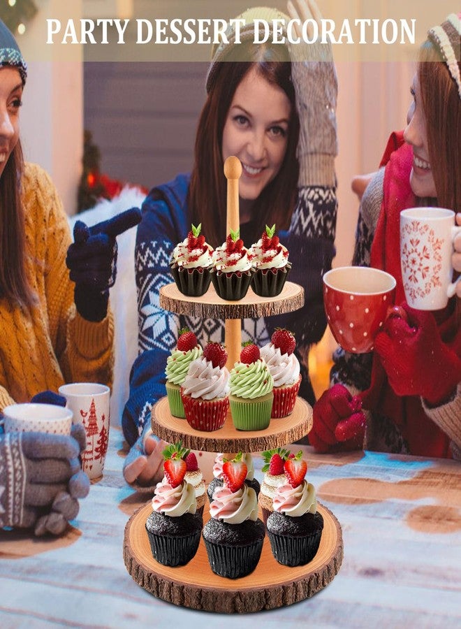 SogYupk Cupcake Stand Wood Dessert Stands 3-Tier Wood Cupcake Stand - Elegant Farmhouse Dessert Display for Weddings, Baby Showers, Tea Parties, & More./Wedding Décor/Tea Party/Birthday/Graduation/Holiday. - Image 4