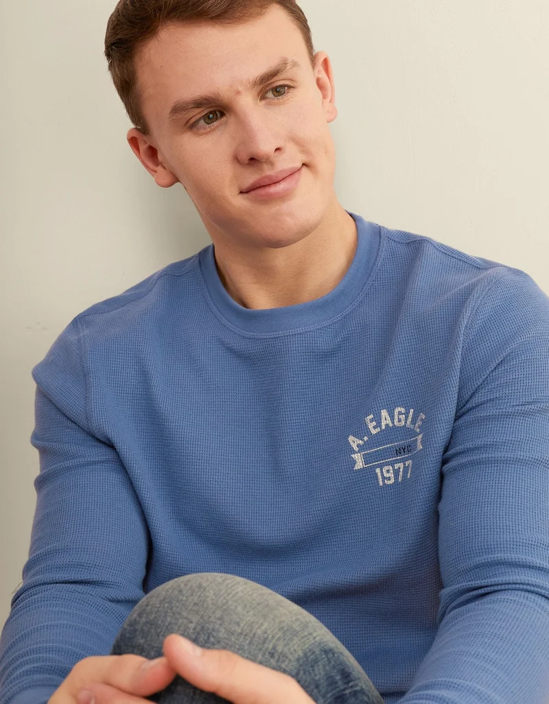 American Eagle  AE Icon Long Sleeve Thermal T-Shirt  | Best Price UAE