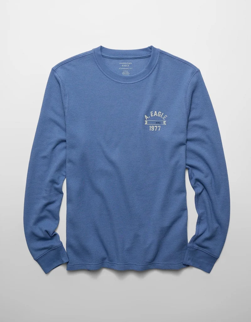 American Eagle  AE Icon Long Sleeve Thermal T-Shirt  | Best Price UAE
