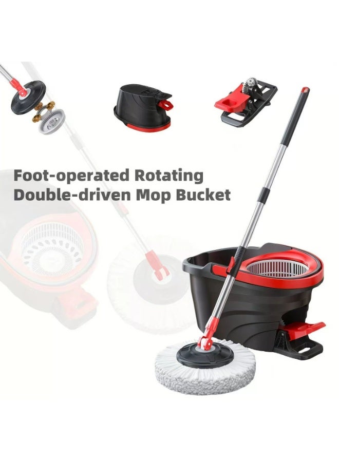 بيكنجينوس طقم ممسحة بعجلة ودلو ، ممسحة مايكروفايبر سهلة العصر بعجلة ، نظام تنظيف الأرض بدلو - Image 2