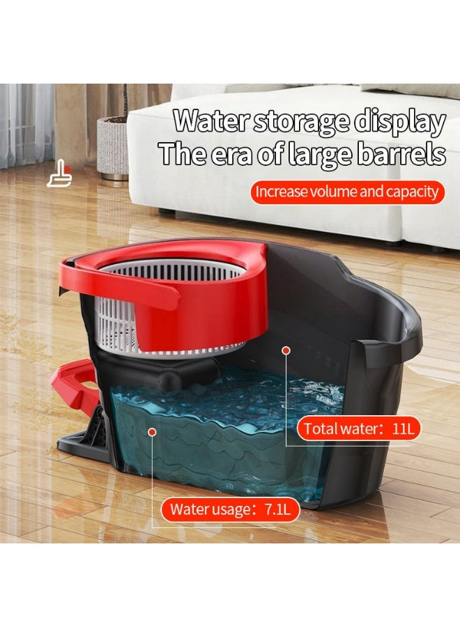 بيكنجينوس طقم ممسحة بعجلة ودلو ، ممسحة مايكروفايبر سهلة العصر بعجلة ، نظام تنظيف الأرض بدلو - Image 4