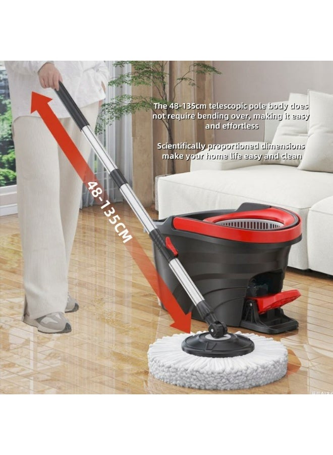 بيكنجينوس طقم ممسحة بعجلة ودلو ، ممسحة مايكروفايبر سهلة العصر بعجلة ، نظام تنظيف الأرض بدلو - Image 5