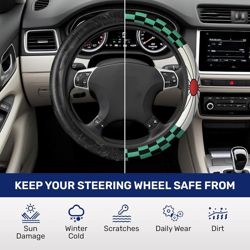 GENANY Steering Wheel Cover, Anti-Slip Neoprene Steering Wheel Grip, Breathable Drivers Steering Wheel Protector, Sweat Absorbing Car Accessories, Gifts, Decoration - Image 5
