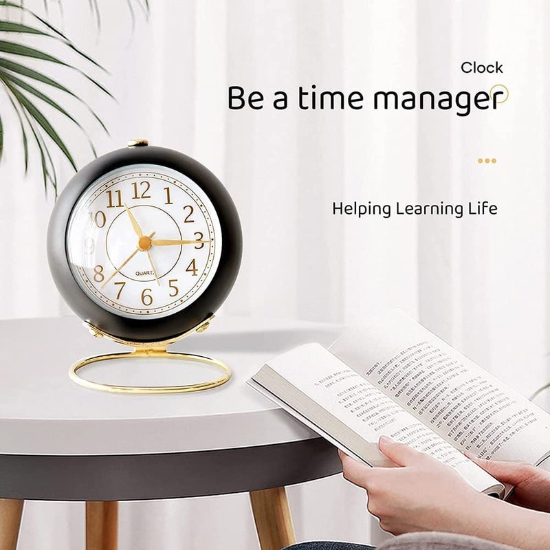 ConvertKitchen Small Table Clocks Classic NonTicking Tabletop Alarm Clock with Backlight Set of 1 - Image 3