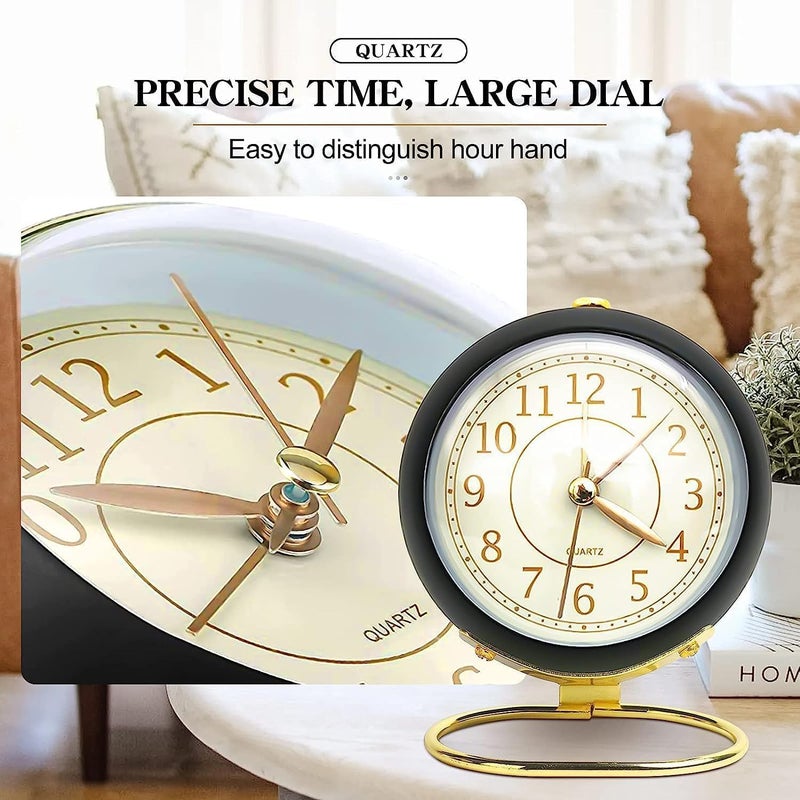 ConvertKitchen Small Table Clocks Classic NonTicking Tabletop Alarm Clock with Backlight Set of 1 - Image 4