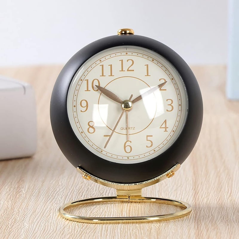 ConvertKitchen Small Table Clocks Classic NonTicking Tabletop Alarm Clock with Backlight Set of 1 - Image 2