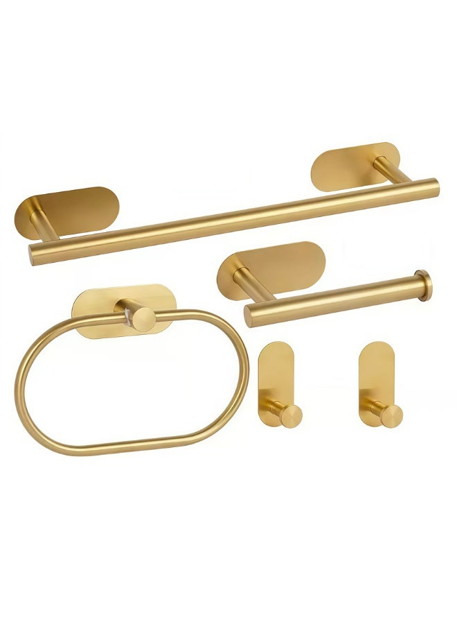 POWER Matte  Bathroom Hardware Set 5 Piece Stainless Steel Towel Rack Set Wall Mounted Towel Bar Toilet Paper Holder Towel Ring Robe Hooks Modern Bathroom Accessories - Image 1