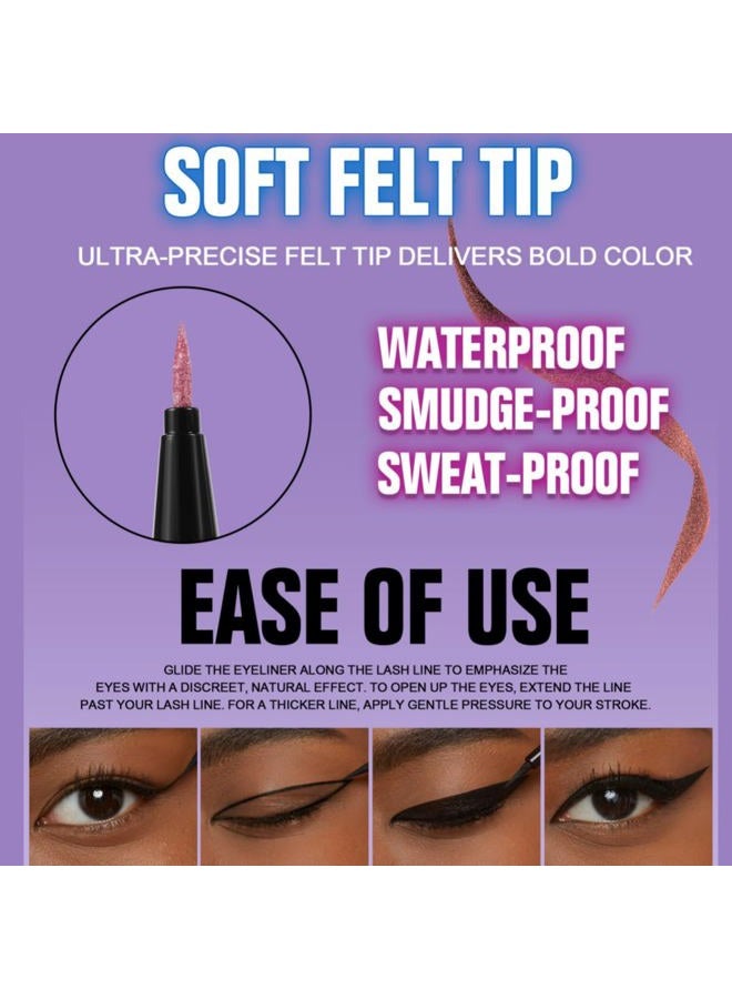 ONarisae waterproof eyeliner metallic satin finish liquid eye liner pencil colorful high pigmented shimmer Purple - Image 5
