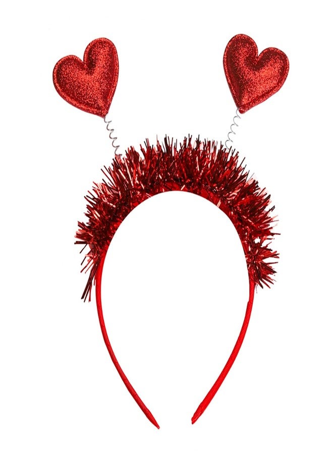 Dzrige Love Heart Headband Red Heart Head Bopper Headband Valentines Hair Band Hoop Glitter Heart Shaped Hair Accessoires for Valentine's Day New Year Wedding Birthday Party Gift - Image 1